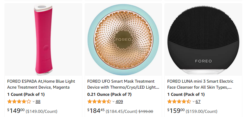 Many offers when buying on FOREO on e-commerce sites