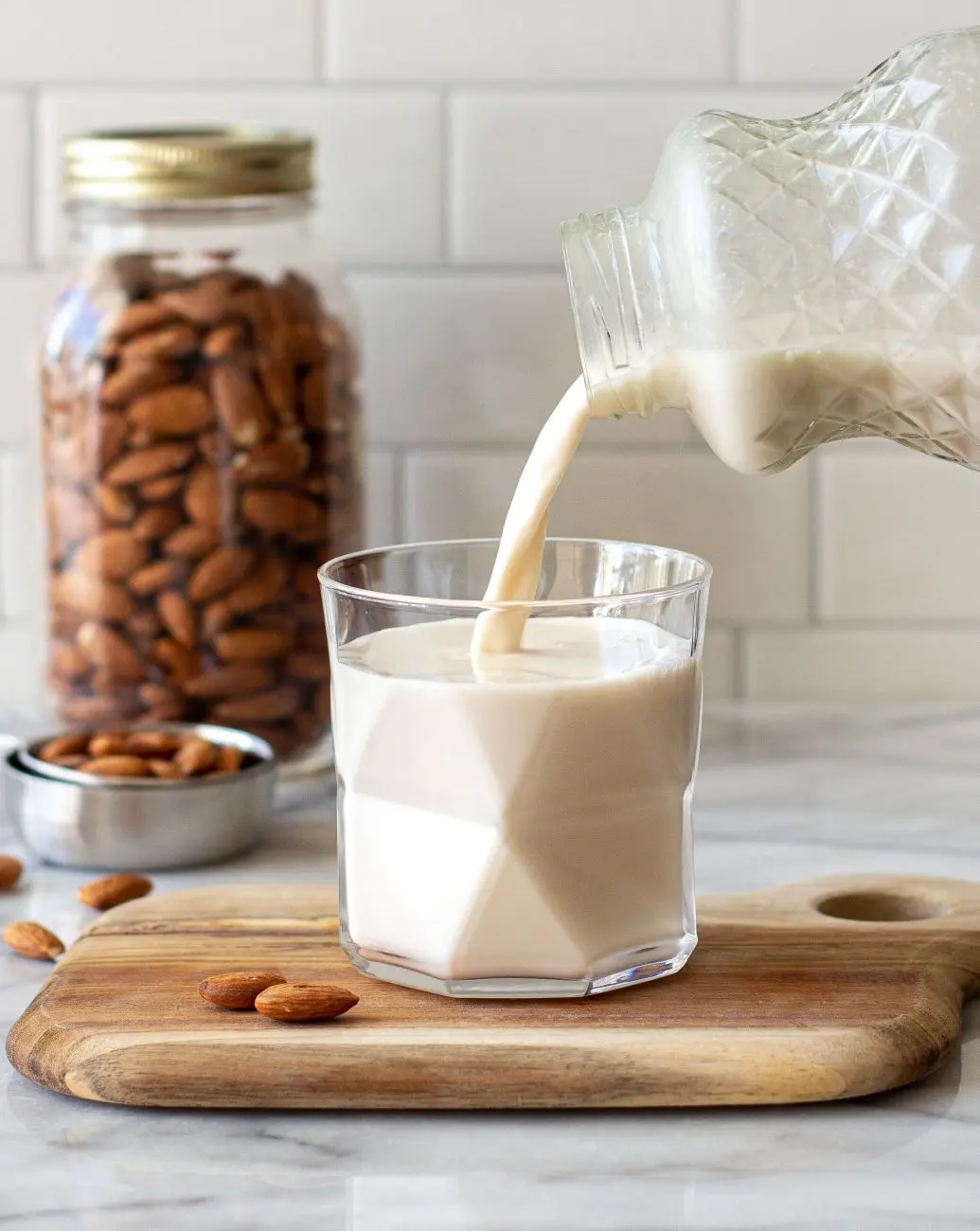Almond milk contains less protein